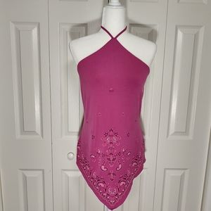 Magenta strapless handkerchief top